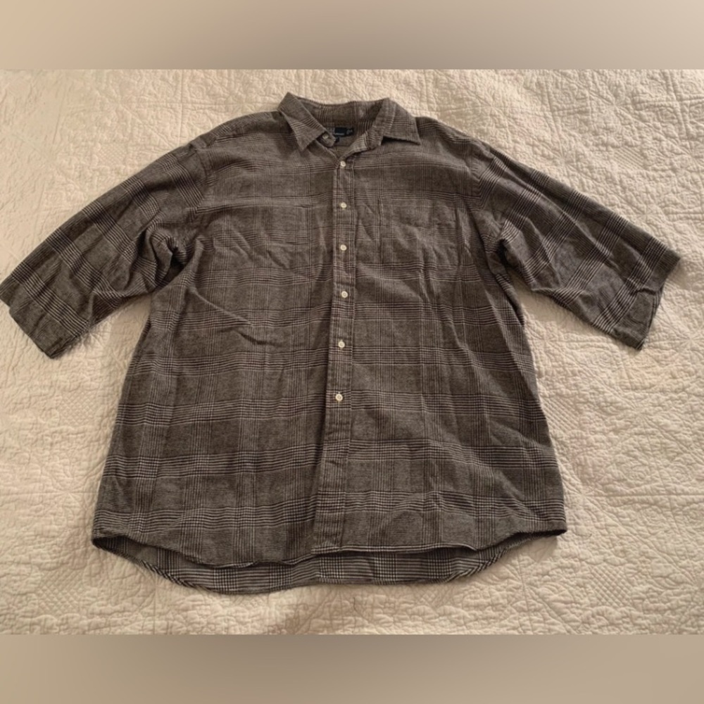 Polo By Ralph Lauren Flannel Black White Plaid Short Sleeve Shirt Size XL